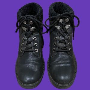 🖤🌈 lace up black & brown booties with woven fleece lined ankle🤎🌈 [133]